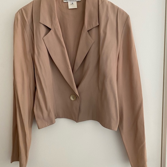 90s Vintage Dusty Rose Taupe Blouse- M - Picture 5 of 9